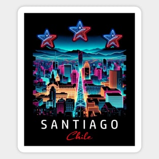 Santiago Chile Neon Cityscape Skyline Graphic Magnet